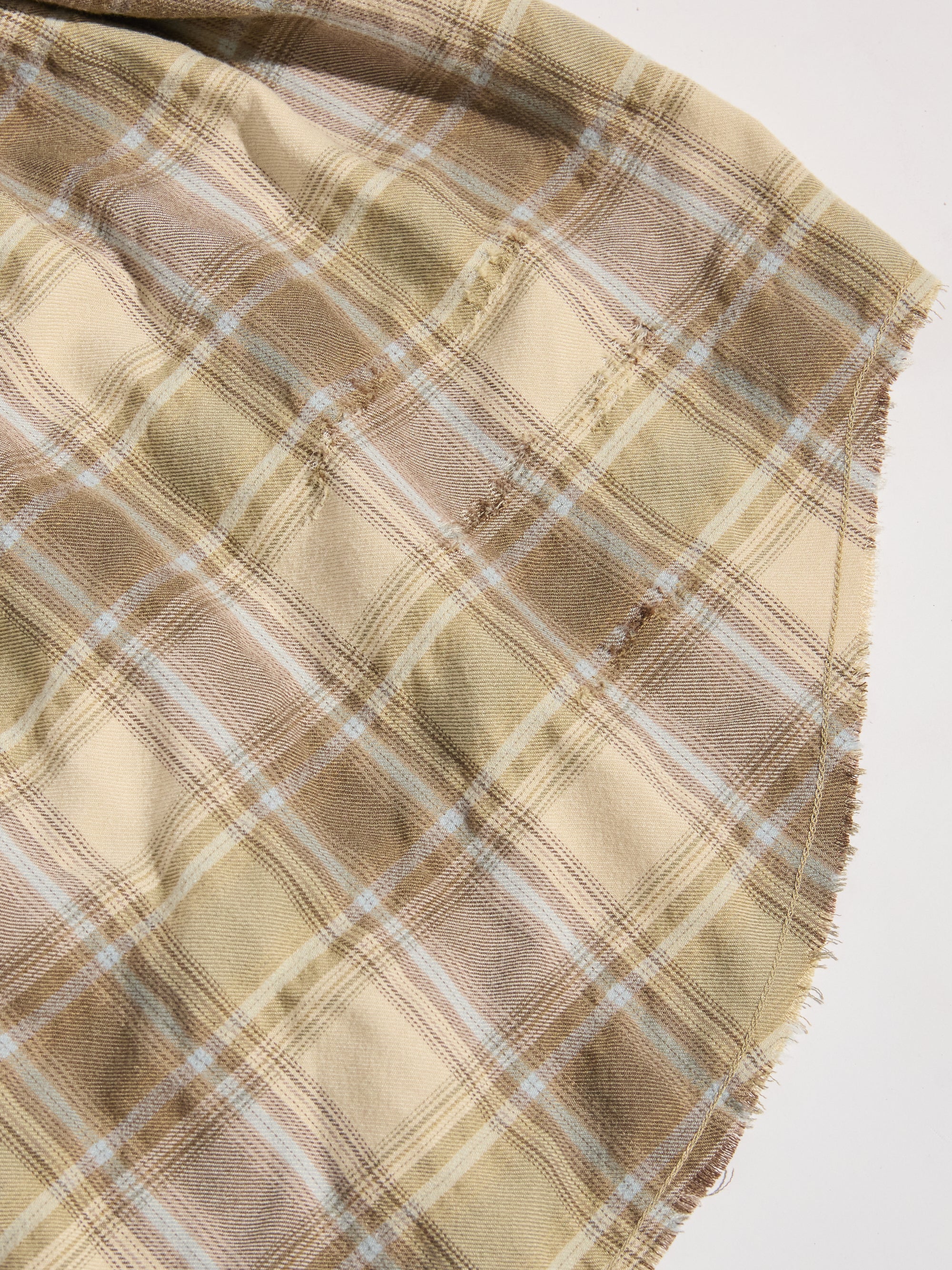 Checked Washed Thrashed Structured Shirt