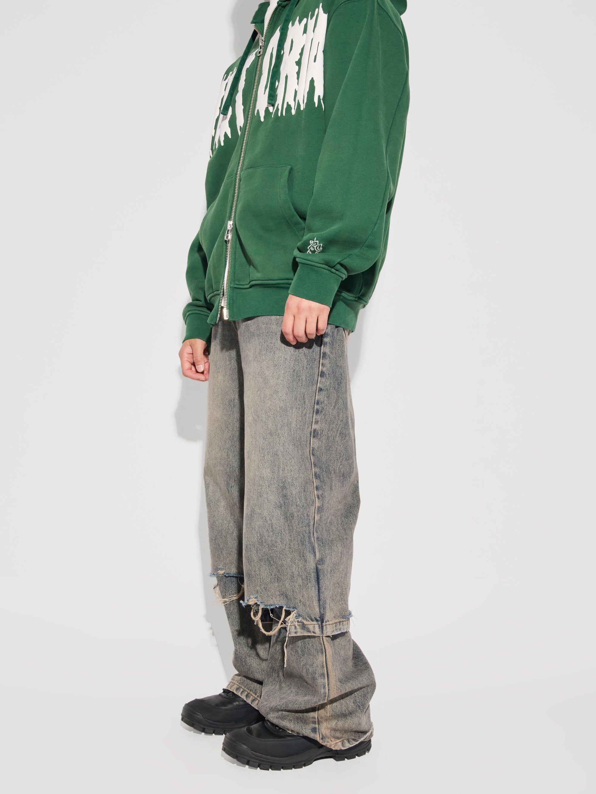Acid Wash Layered Hybrid Jeans