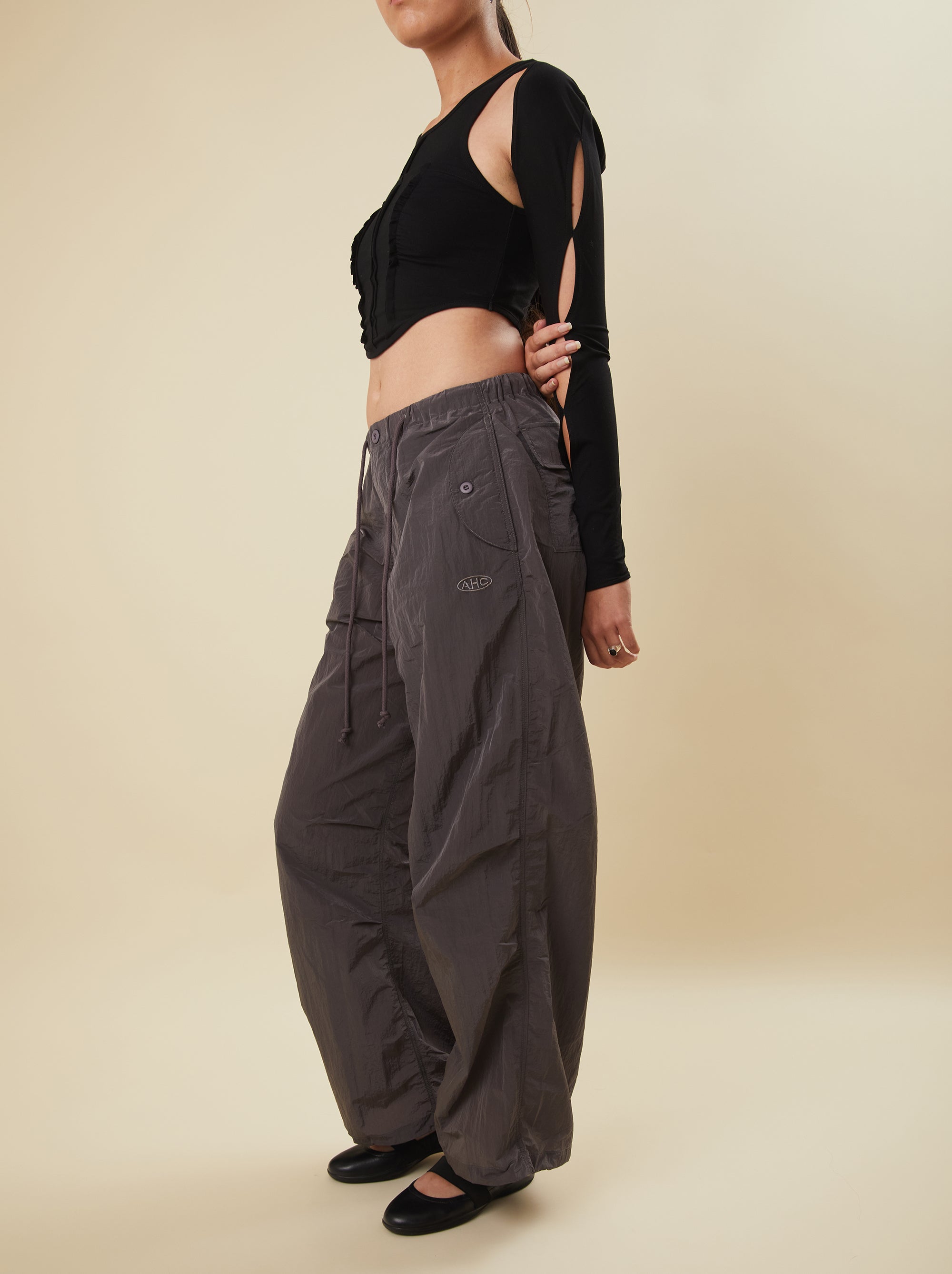 【ANGLAN】Nylon Strap Cargo Pocket Wide Pants EverydayNylonCargoPants_39c6a6