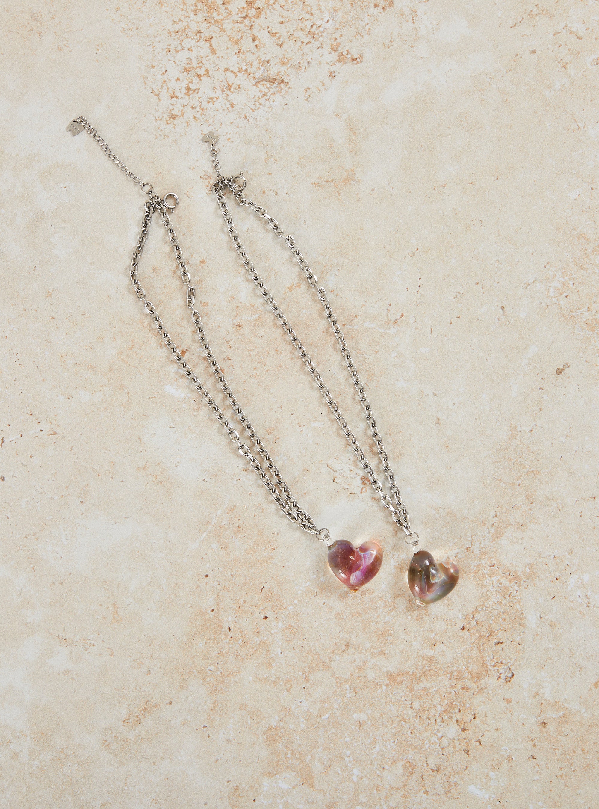 Chained Glass Heart Necklace