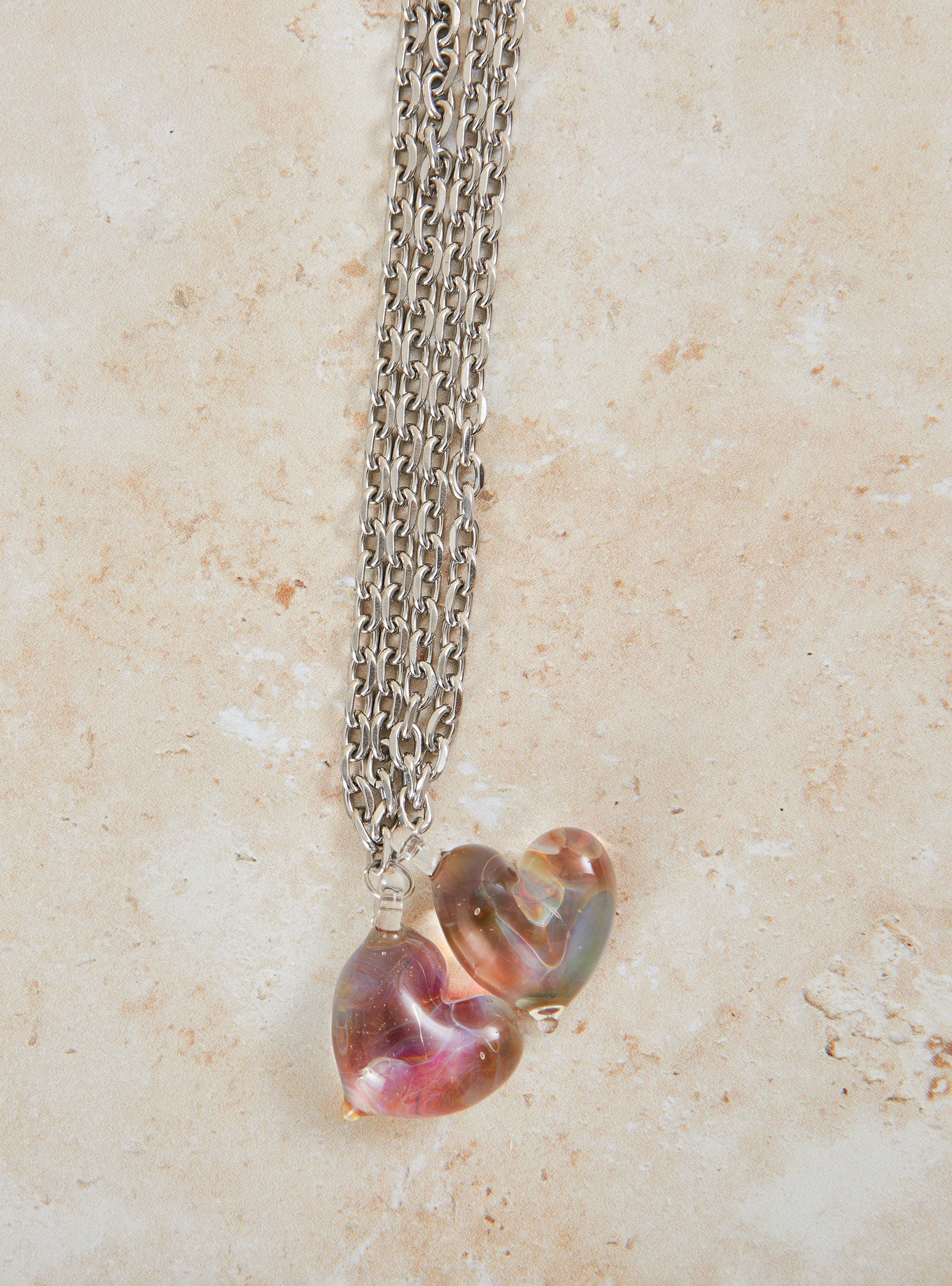 Chained Glass Heart Necklace