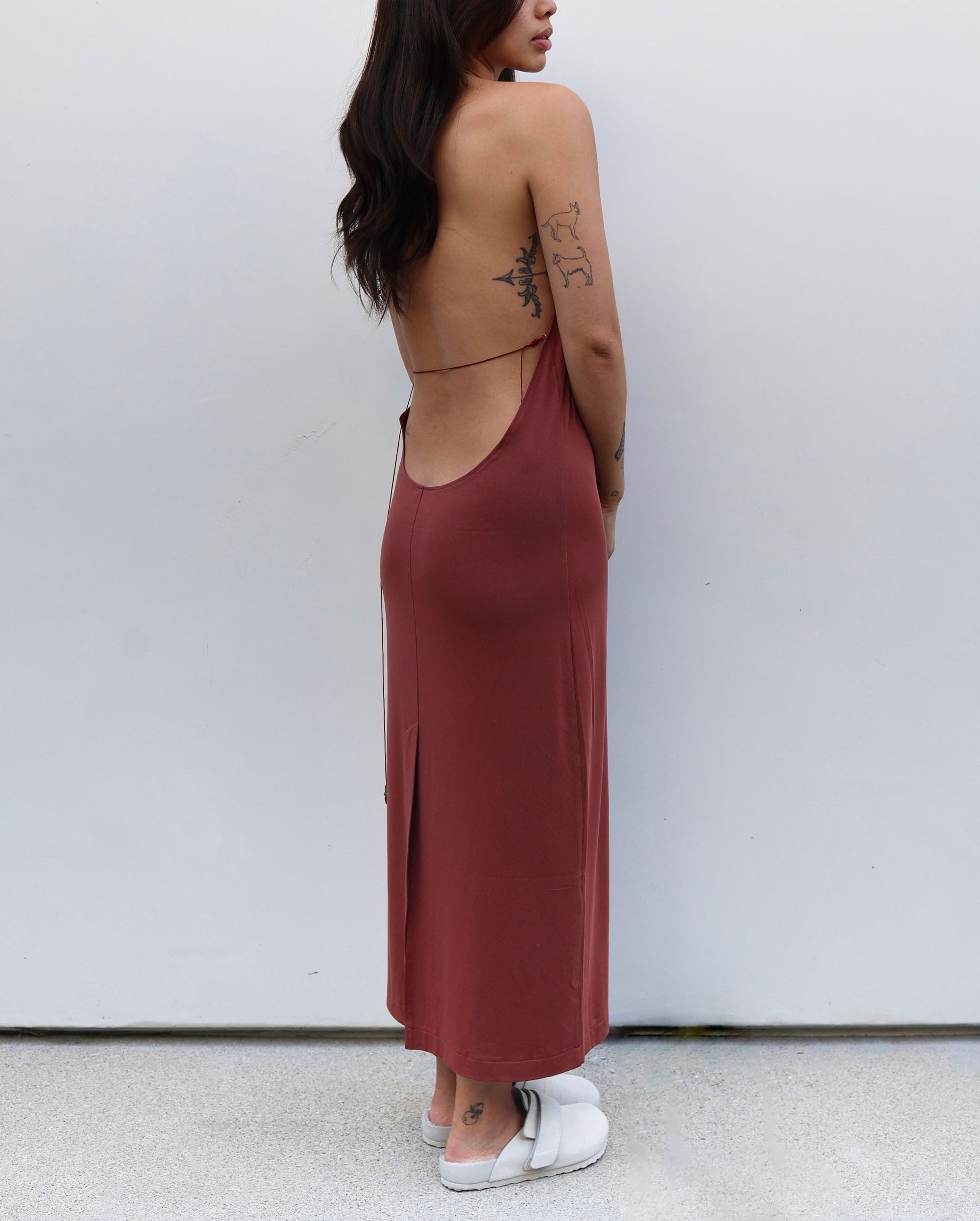 Lucky Knot Halter Neck Dress M / Burgundy