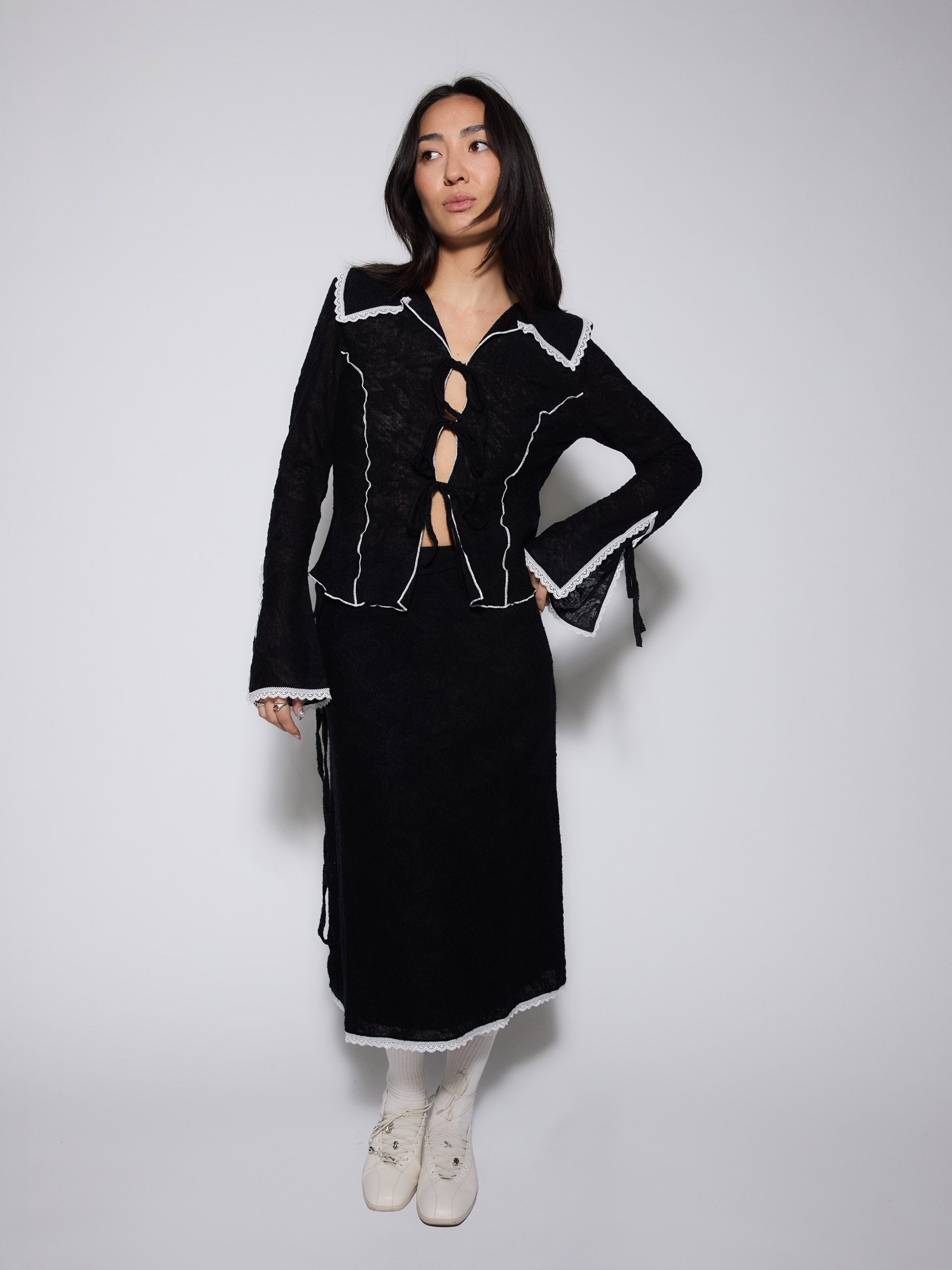 Chloe Lace Trim Collared Shirt