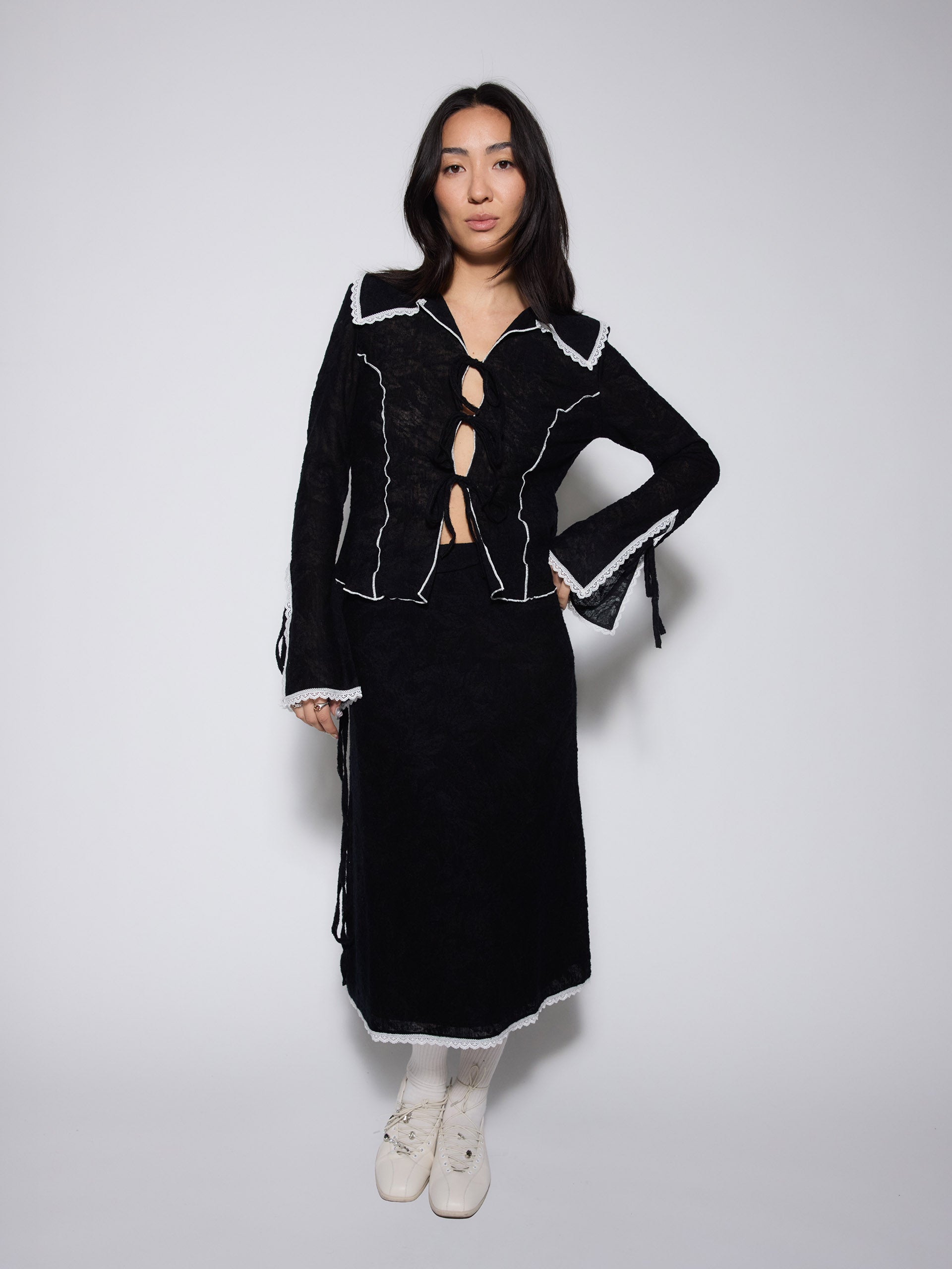Chloe Lace Trim Collared Shirt